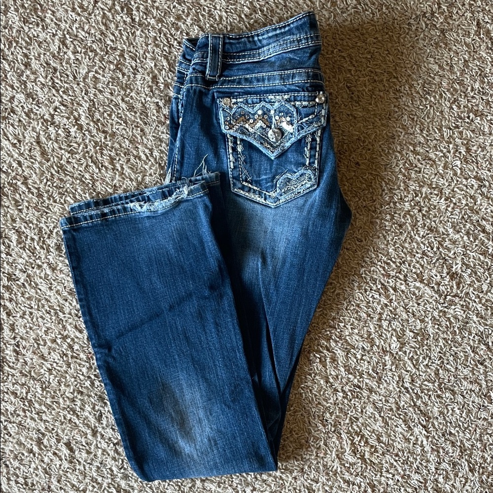 Miss Me Women’s Boot Cut Jeans with Embellished Pockets